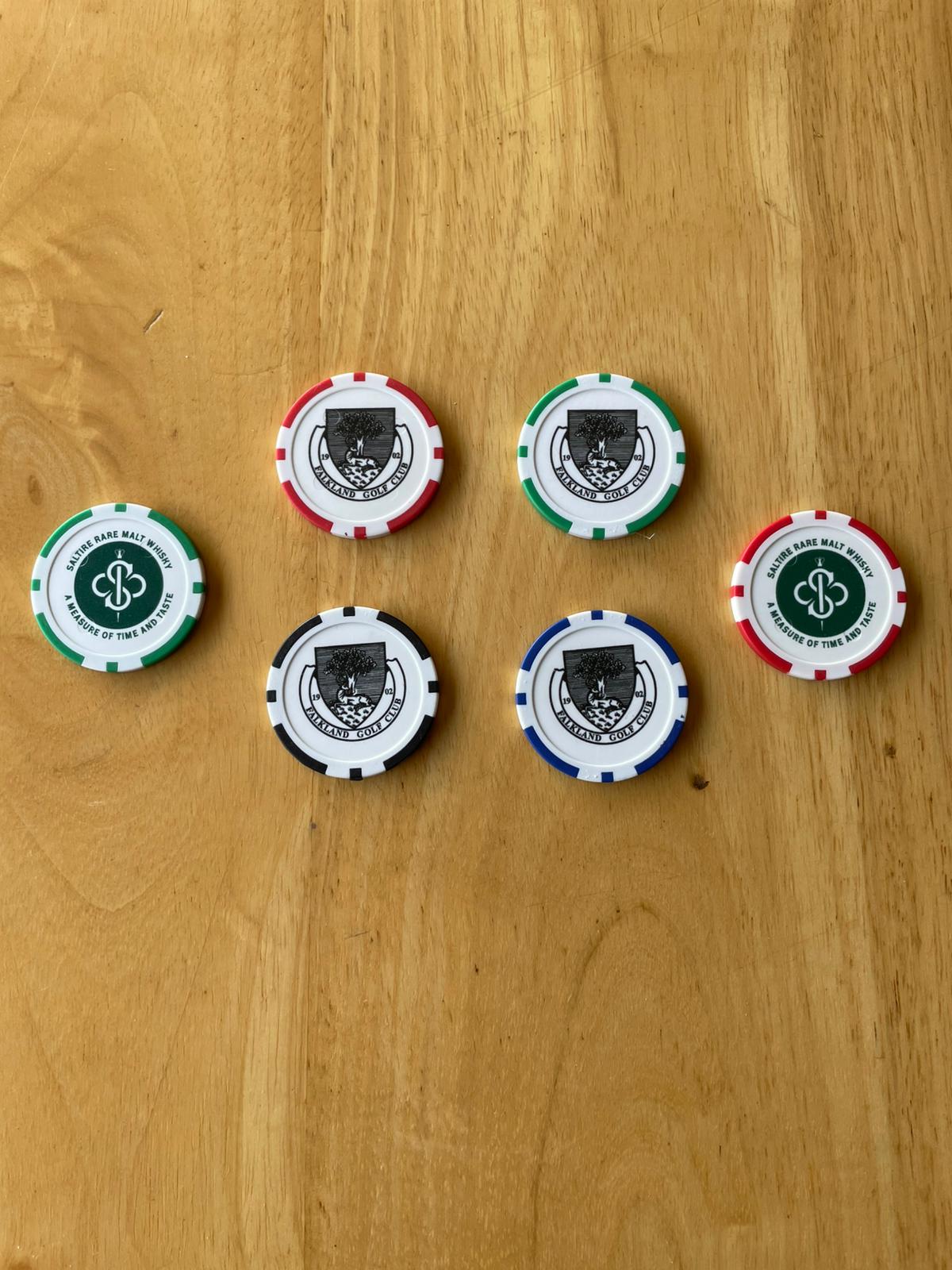 Falkland Golf Club branded ball markers